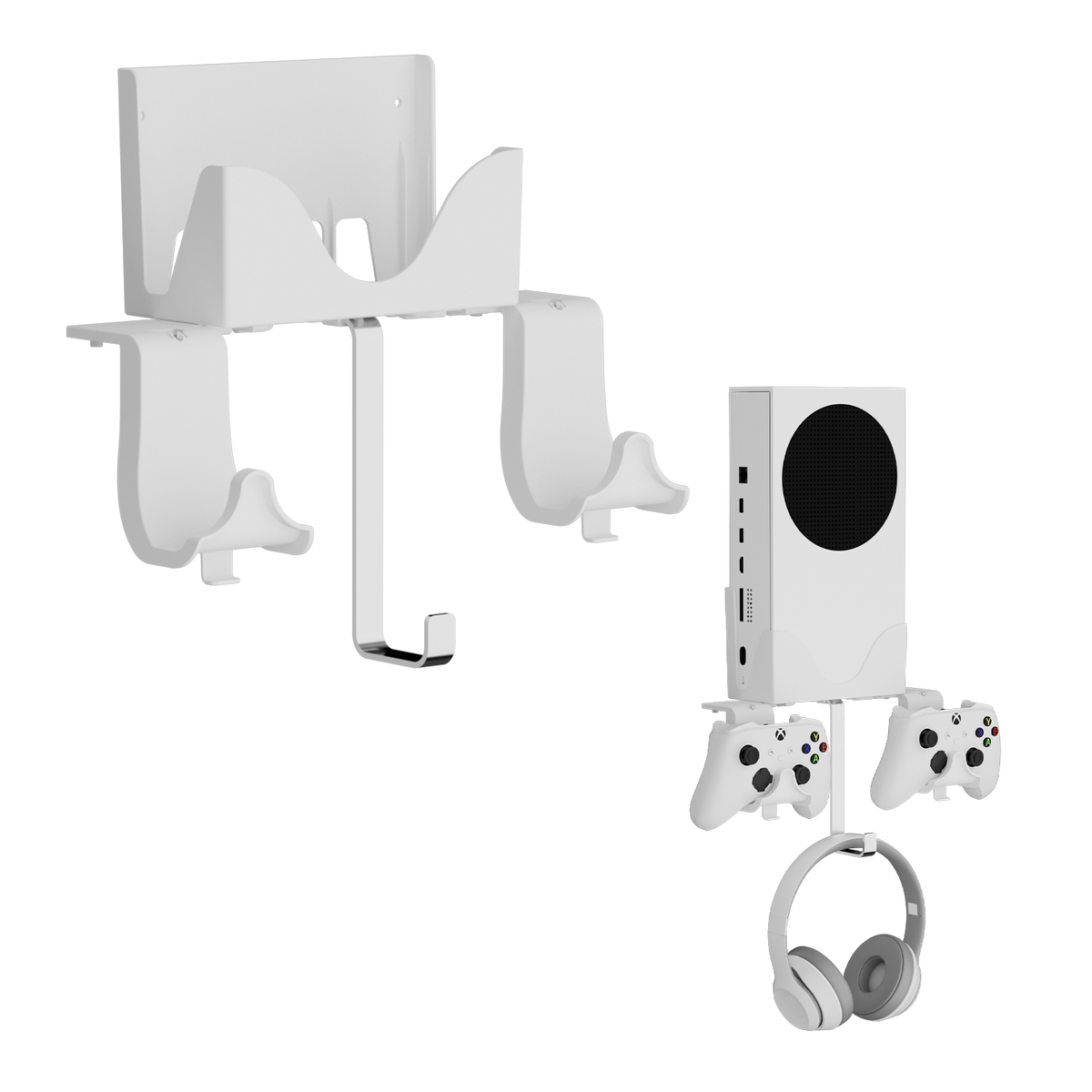 Hosanwell Wall Mount Holder Bundle for XBOX Series S, Detachable Controller Bracket with Charging Hole & Earphone Wall Mount