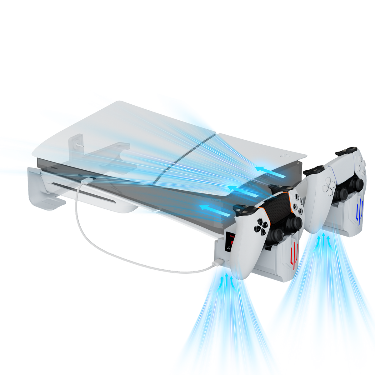 Hosanwell PS5 Slim / Pro Horizontal Stand with Cooling Fans
