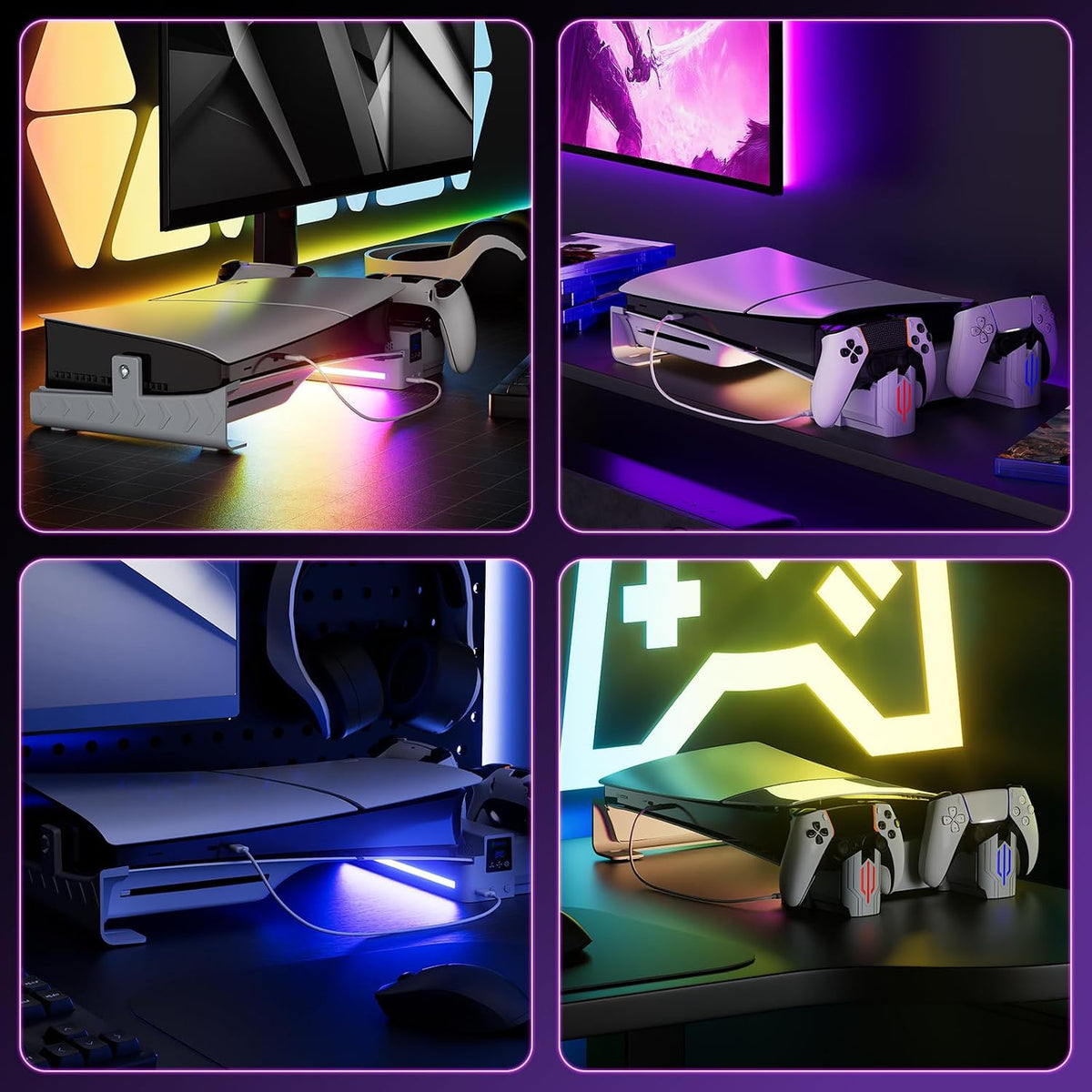 Hosanwell PS5 Slim/Pro Horizontal Stand with Cooling Fans & Controller Charging