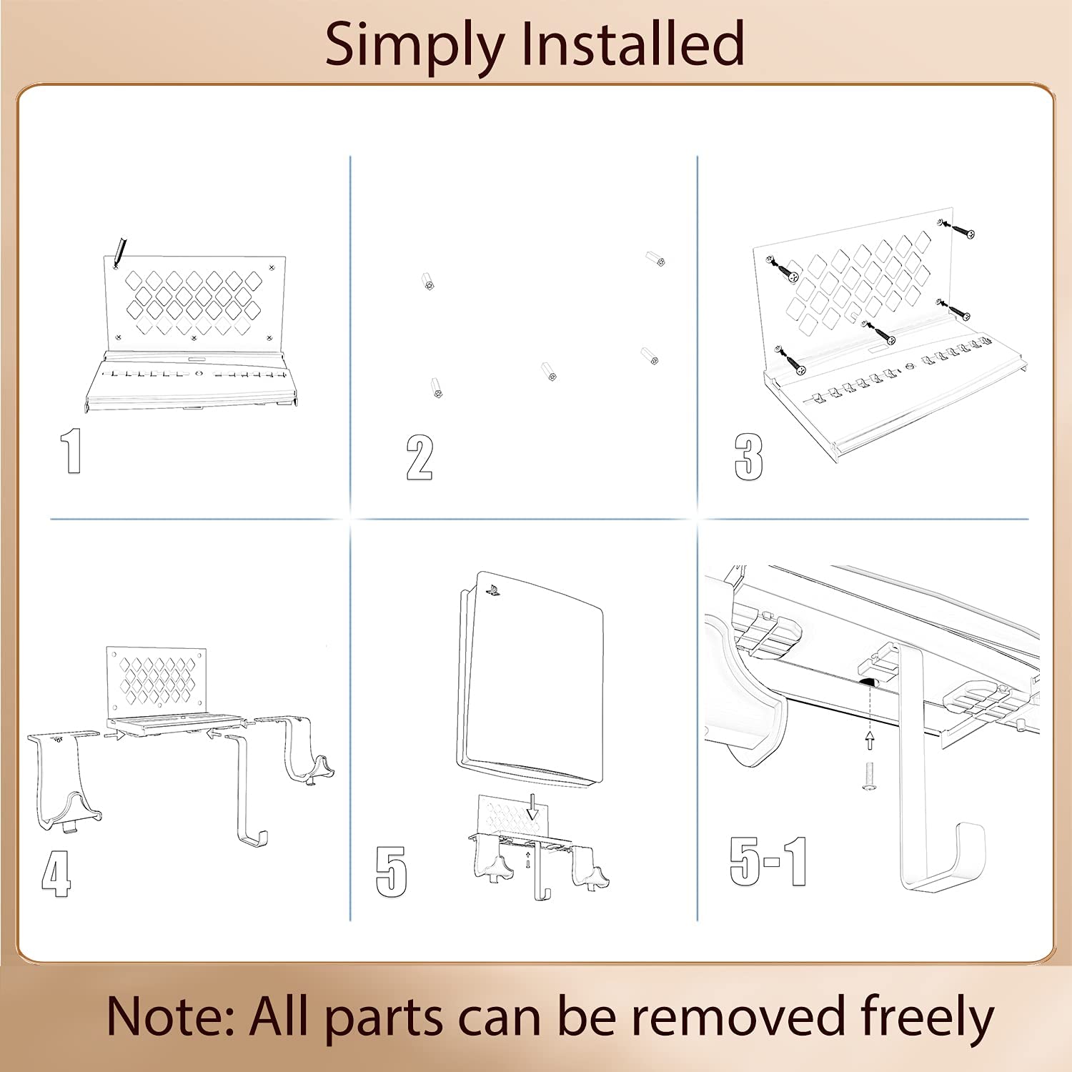 Hosanwell 5-in-1 PS5 Wall Mount Kit