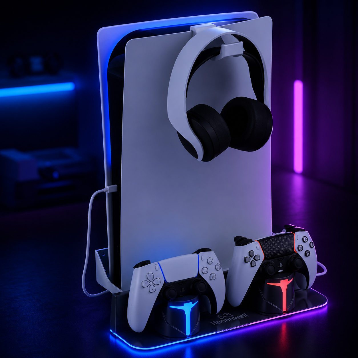 Hosanwell PS5 Wall Mount Kit with Charging Station White