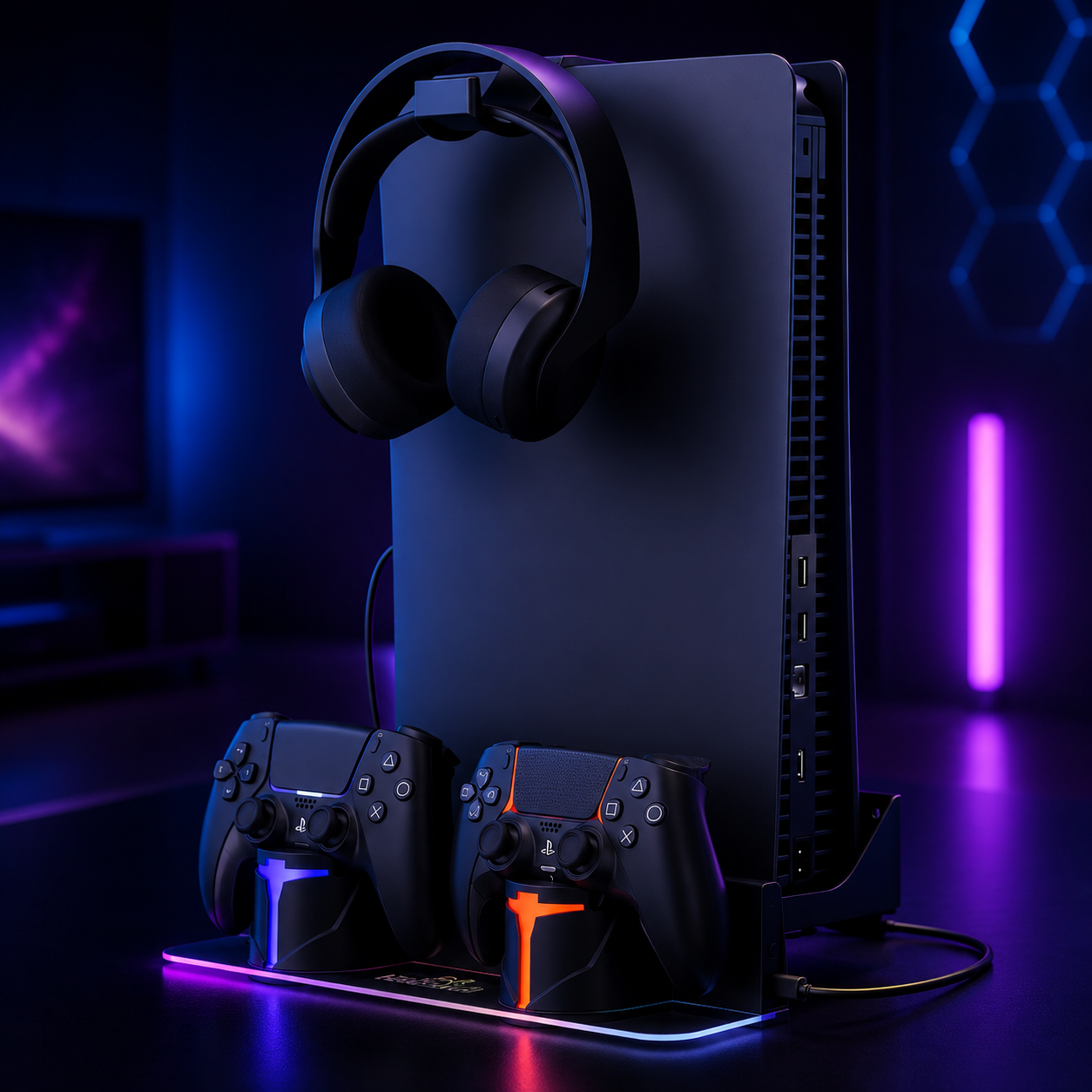Hosanwell Black PS5 Wall Mount Kit for Dark Gaming Setups
