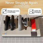 Case-friendly magnetic Joy-Con 2 charging dock with flexible controller placement