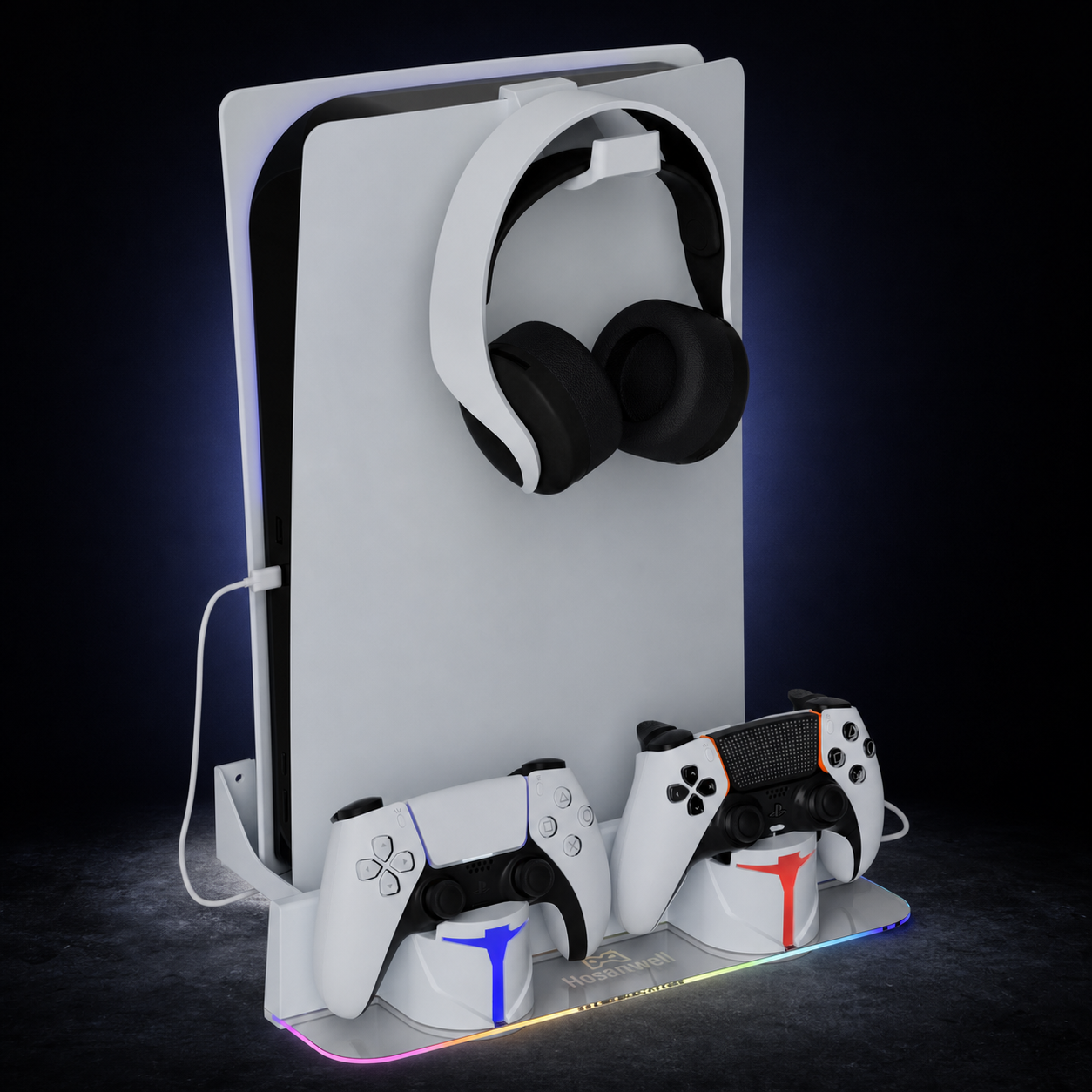 HOSANWELL PS5 wall mount, controller charging station and headset holder