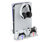 Hosanwell white PS5 wall mount kit with controller charging station and headset holder