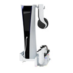 Side view of Hosanwell PS5 wall mount kit with headset holder and dual controller charging dock
