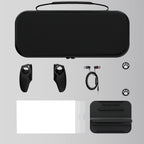 HOSANWELL 9-in-1 PlayStation Portal kit contents with carrying case, grip covers, screen protectors, stand, wired earbuds and thumb grips