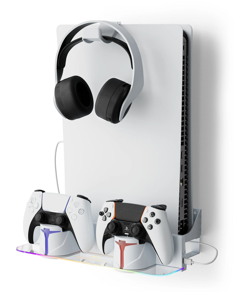 PS5 wall mount and charging station accessory setup by HOSANWELL