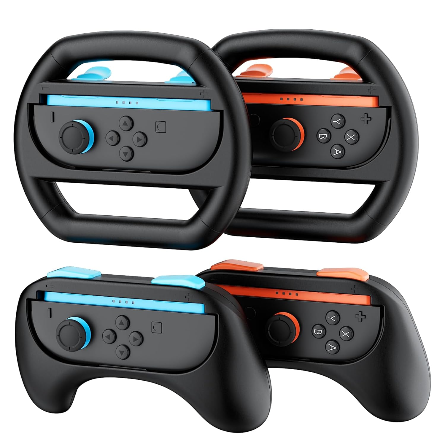 Hosanwell Switch 2 Steering Wheel & Joy-Con 2 Grip Kit – 4-Piece Set