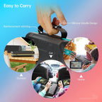 Nintendo Switch 2 carrying case with reinforced carry handle for use at home, in the car, and during outdoor travel