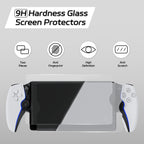 Two 9H glass screen protectors for PlayStation Portal with anti-fingerprint and scratch-resistant features