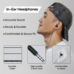 Wired in-ear headphones with 3.5 mm plug and reinforced cable for PlayStation Portal