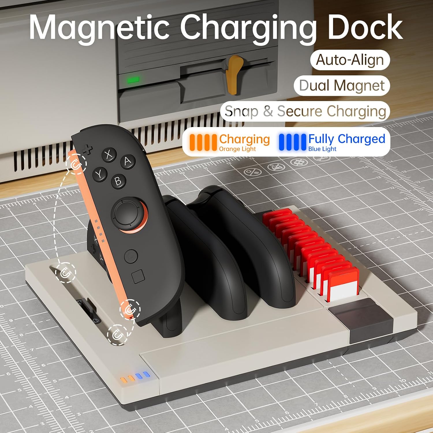Magnetic Switch 2 Joy-Con charging dock with auto-alignment and LED status lights