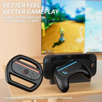 Right Joy-Con 2 fitted in a black steering wheel shell with raised shoulder buttons