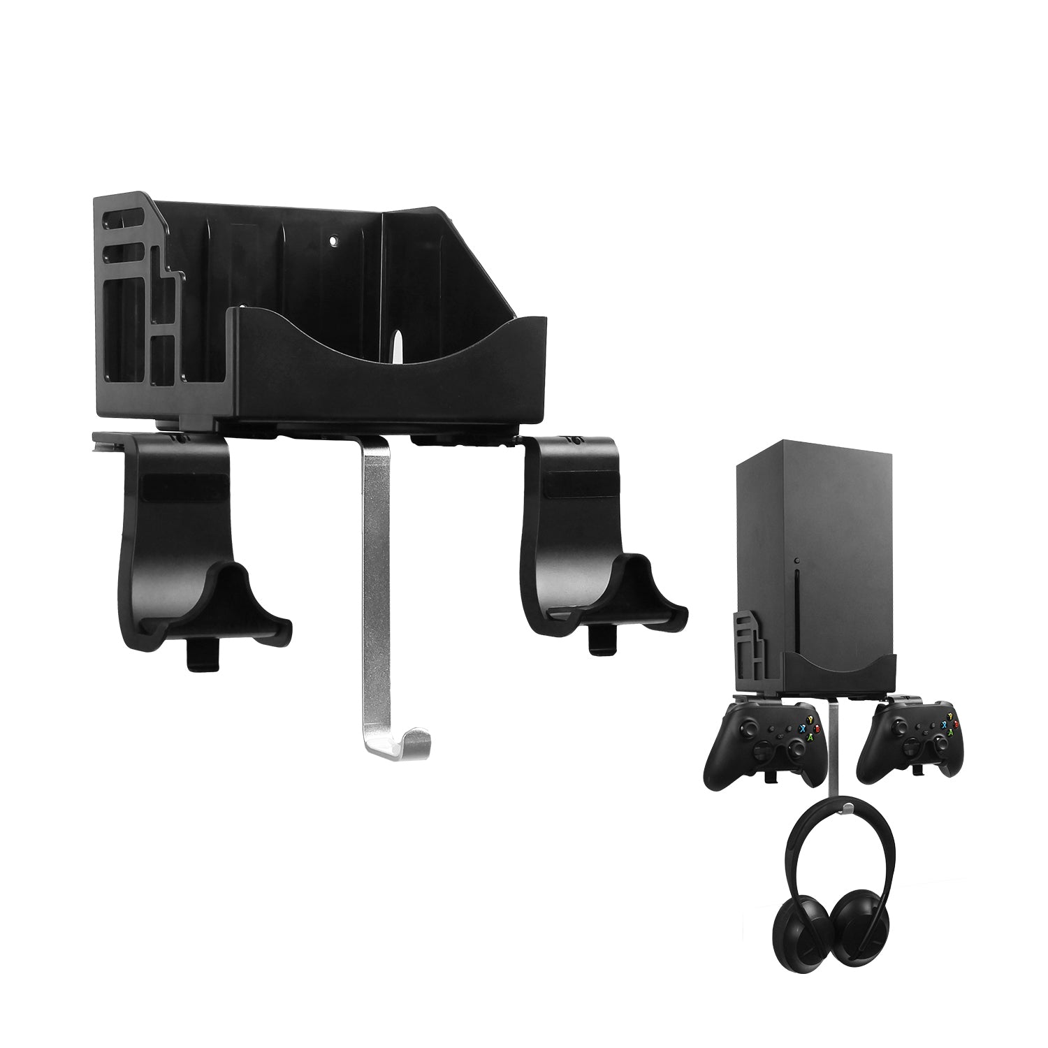 XBOX Series X Wall Mount Bracket Stand Set, Detachable Controller Holder & Headphone Hanger Main image