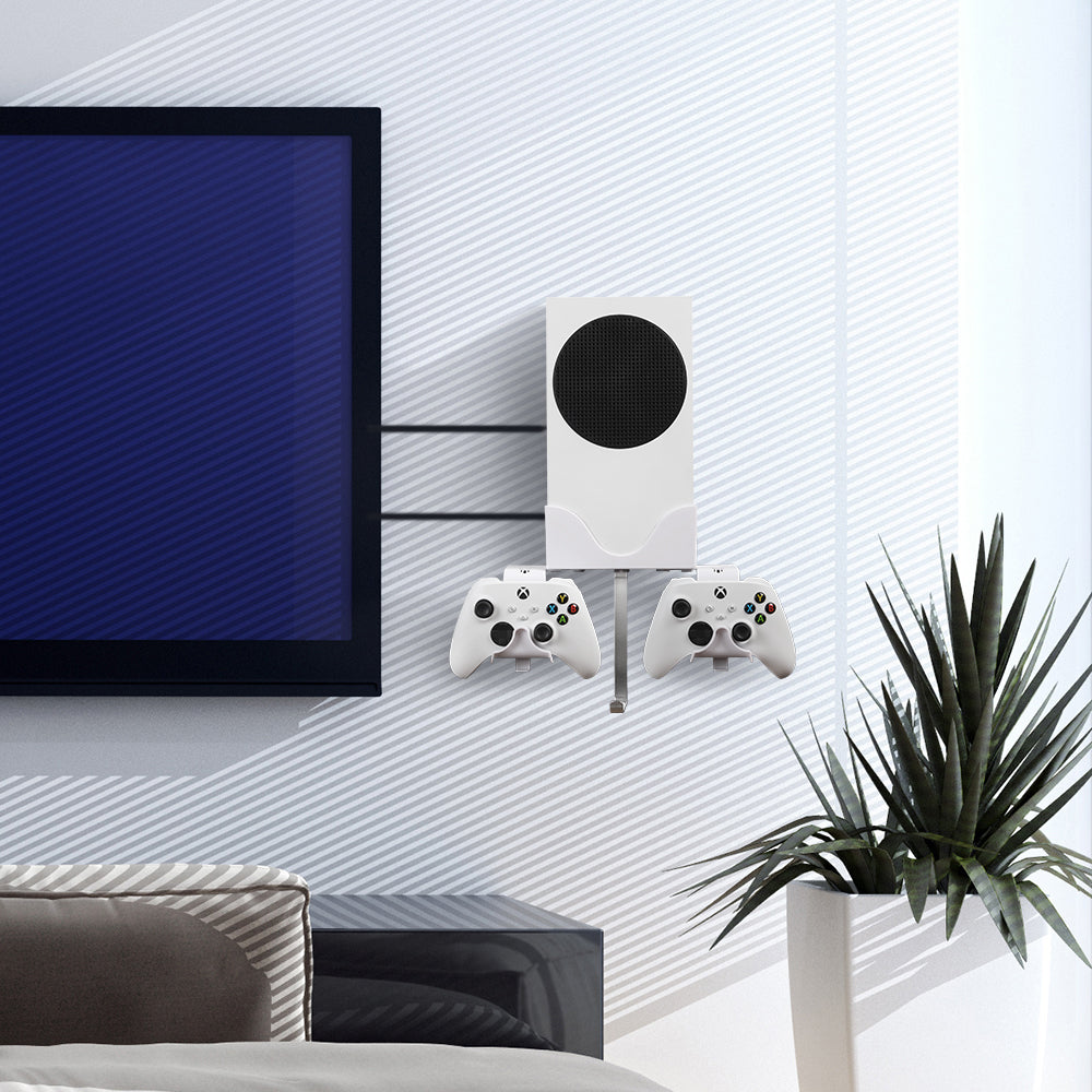 Hosanwell Wall Mount Holder Bundle for XBOX Series S, Detachable Controller Bracket with Charging Hole & Earphone Wall Mount