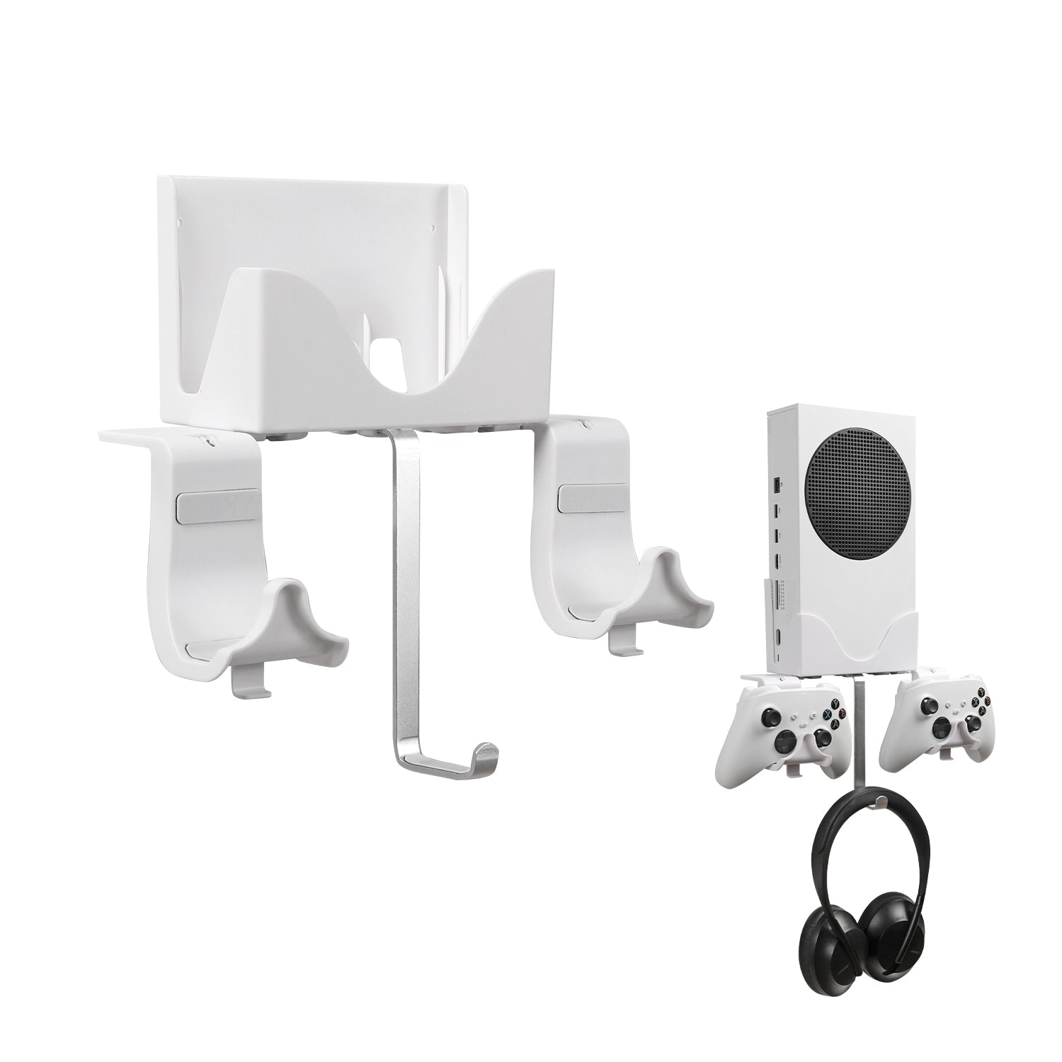 Wall Mount Holder Bundle for XBOX Series S, Detachable Controller Bracket with Charging Hole & Earphone Wall Mount Main image